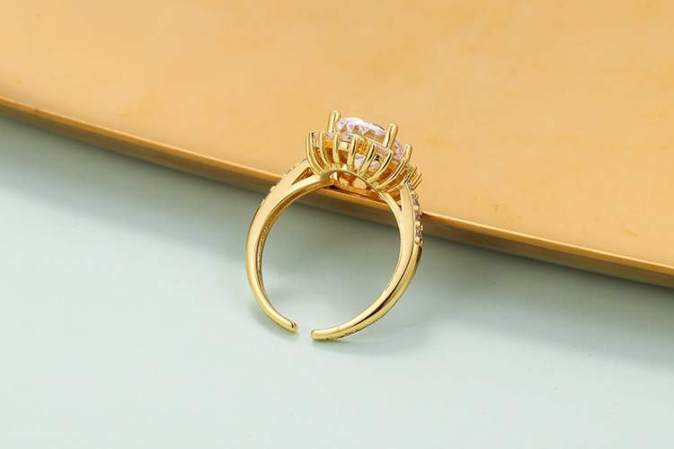 Unisex Gender Wholesale Jewelry Full Diamond Sunflower Copper Ring Nihaojewelry