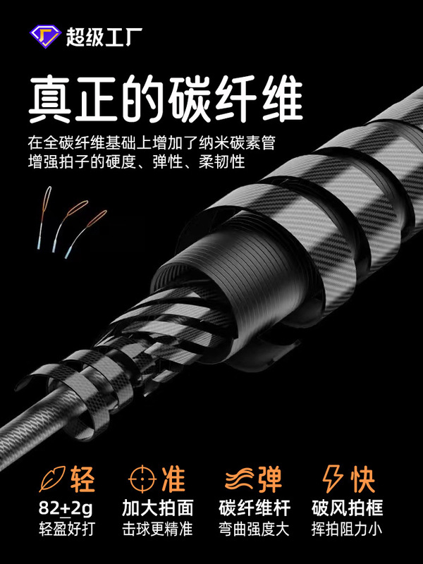 バドミントンラケット フルカーボン 軽量 4U バランスブレード トレーニング用ラケット シングル/ダブルラケットセット 初心者向け|undefined