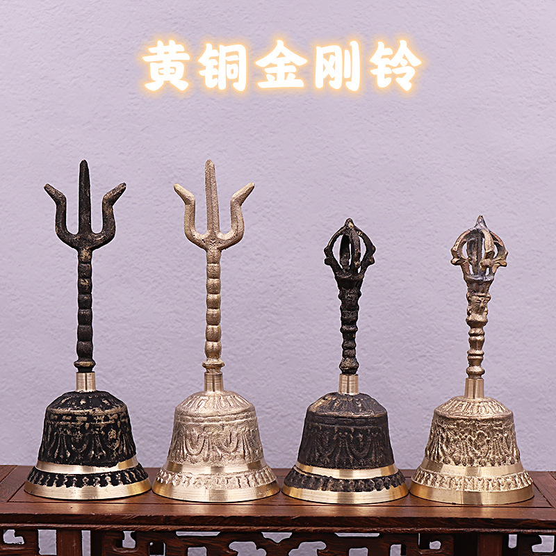 仏具用品、タントラ大型仏具、仏鐘、銅鐘、古風道鐘、手鐘、金剛鐘、杵、三清鐘、仏鐘|undefined