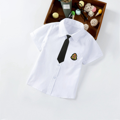 Boys' white short-sleeved shirts Manufacturer Children's white short-sleeved costumes baby boys summer shirts