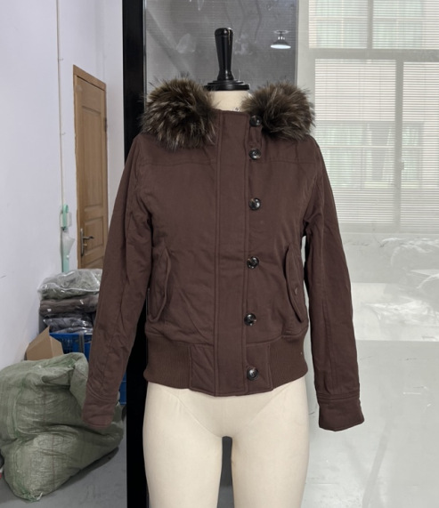 쇼트 데님 재킷-브라운