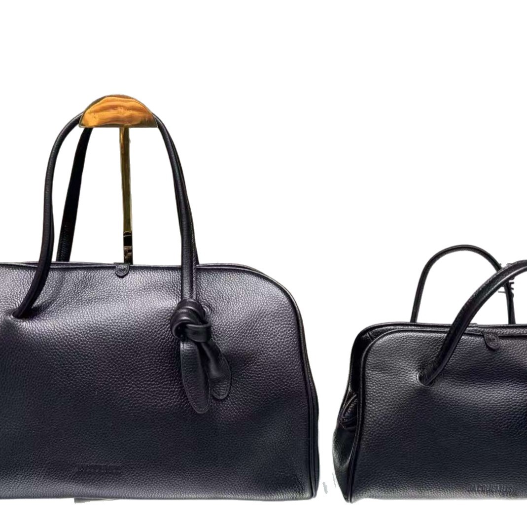 Jacquemus French Luxury Commuter Lychee Grain Boston Bag 2025 Spring/Summer New Versatile Women's Handbag - Thumbnail 5