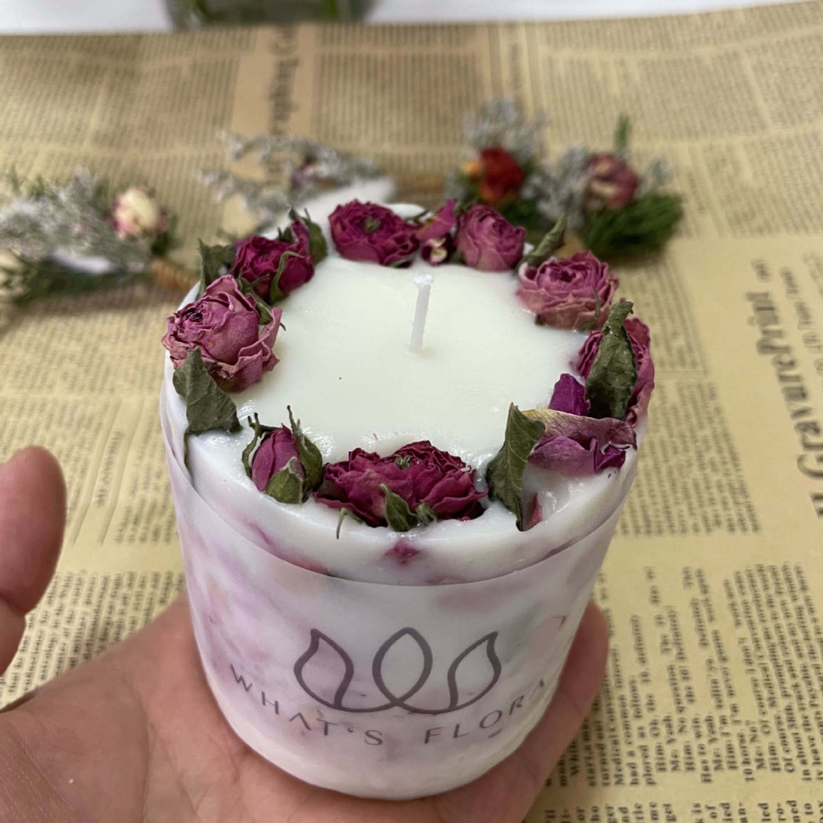 Flores de inmortalidad transfronterizas flores secas rosas de aroma vela floral vela de boda regalo de mano aroma del dormitorio real