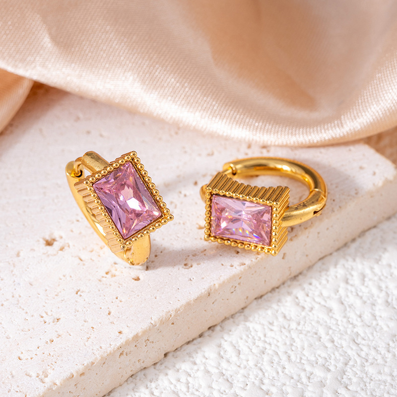 Pink cubic zirconium earrings 1359