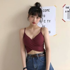 Famous mini tank top women's spring and summer 2021 new design outerwear versatile slimming short pure color cross innerwear top