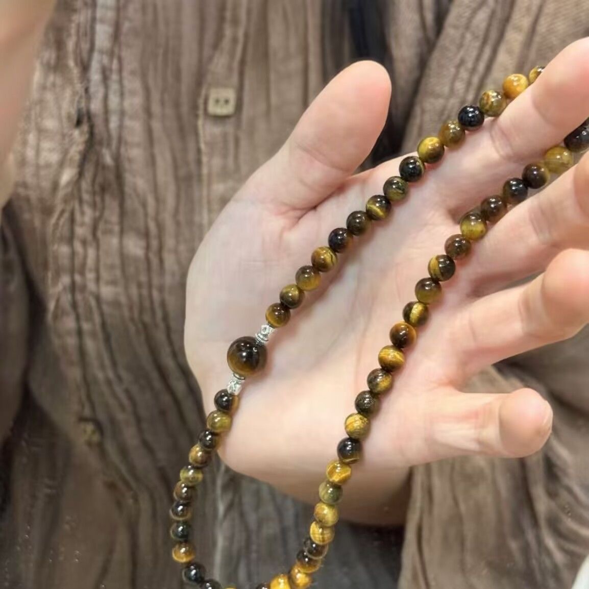 Vintage Lucid Imitation Tiger Eye Bracelet Female Niche Design High-end Sense Double-layer Fold Wear Couple's Best Friend Men's And Women's Bracelet