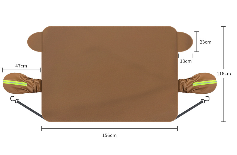 Car Snow Shield Oxford Cloth Pu Leather Snow Cover Front Windshield Anti-Frost Anti-Snow Cover Thickened Sunshade