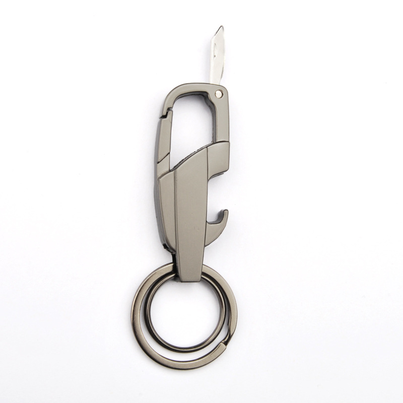 Multifunctional men's metal key chain with knife can be unboxed key chain car key laser lettering a generation of hair