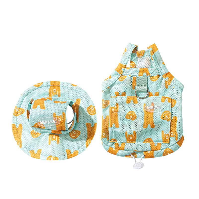 Primavera y verano perros tracción bolsa de hielo sandalias chaleco gato ropa de perro pequeño y mediano que oso ropa de mascota