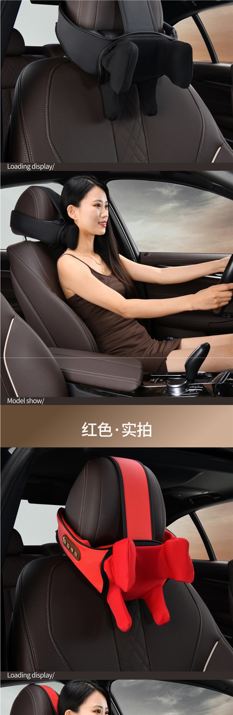 Car headrest neck pillow for driving, high-end cervical spine and shoulder hot compress massager, electric pillow for car seats