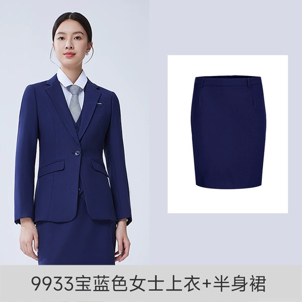 9933 royal blue women's top + skirt