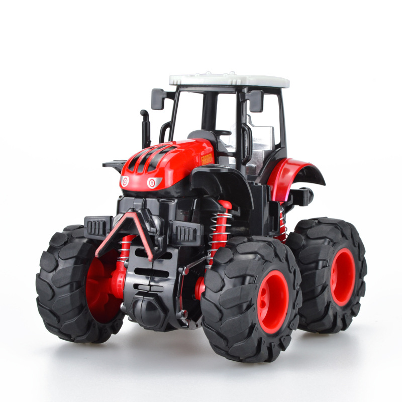 Vehículo de ingeniería de inercia de aleación transfronteriza Tractor Simulación Coche de granjero Modelo de bicicleta Regalo para niños Coche de juguete