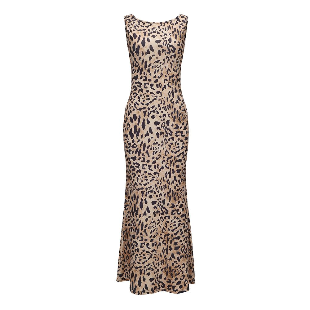 Women Clothing Summer Printed Sleeveless Slim Maxi Dress Women