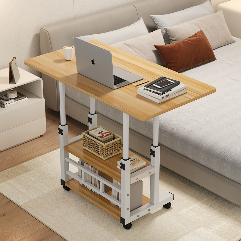床边桌可升降带滑轮电脑桌家用卧室简易小书桌懒人学生学习写字桌