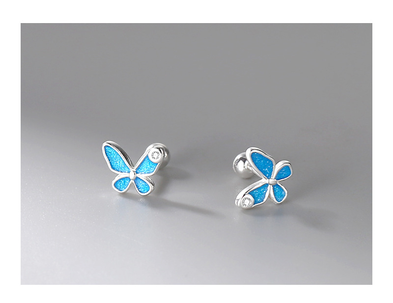Ear Studs Classification 1 Pair Quantity Daily Occasion 1 Pair Silver Zircon Butterfly Ear Studs