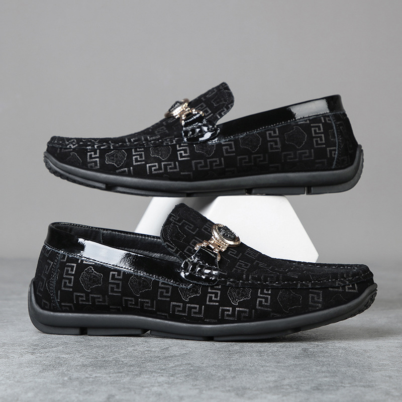 Nuevos zapatos de cuero de gamuza estampados de moda de cuero bajo de los hombres de tods zapatos de una sola capa europeos zapatos de los hombres suaves