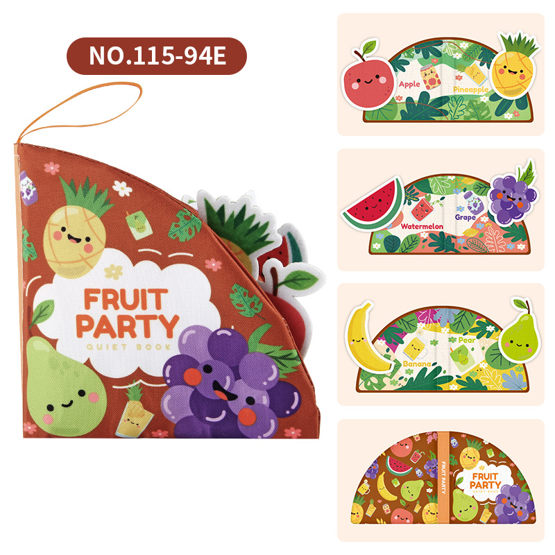 Libro de tela para bebés Velcro desgarrador libro animal marino frutas libro tridimensional puede morder libro de palma de la mano para niños pequeños