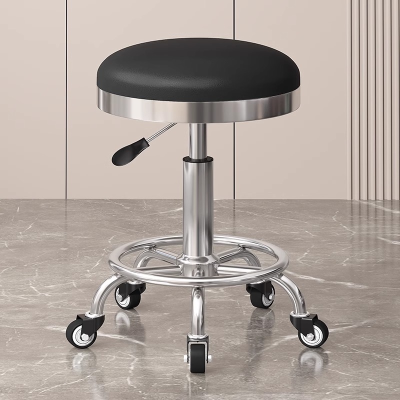 Taburete de belleza, taburete de polea especial para salón de belleza, taburete de peluquería, taburete de peluquería, silla de elevación para manicurista, taburete redondo