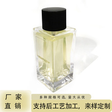 批发直营透明凹槽玻璃香水瓶高端抛光香氛细喷雾空厚底瓶子带贴片