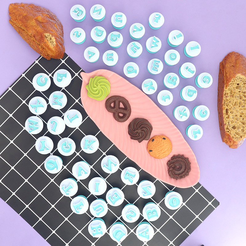 26 letras y minúsculas galletas primavera molde de impresión simulación de molde de flip molde de corte herramientas de horneado