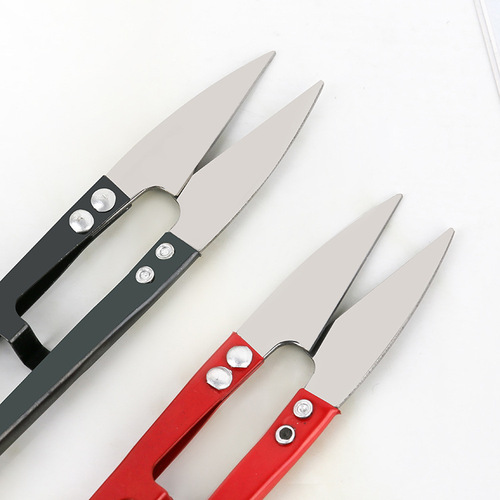 U-shaped plastic spring yarn scissors cross stitch thread scissors fish thread scissors sewing scissors bagged household colorful small scissors