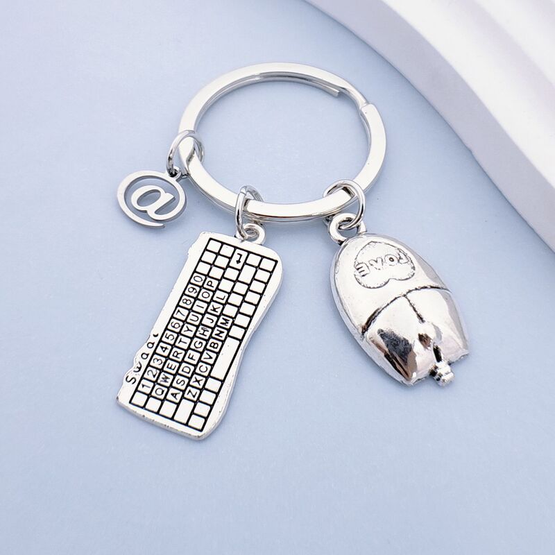 European and American fashion keyboard and mouse @ headset DIY key chain creative computer engineer game master key