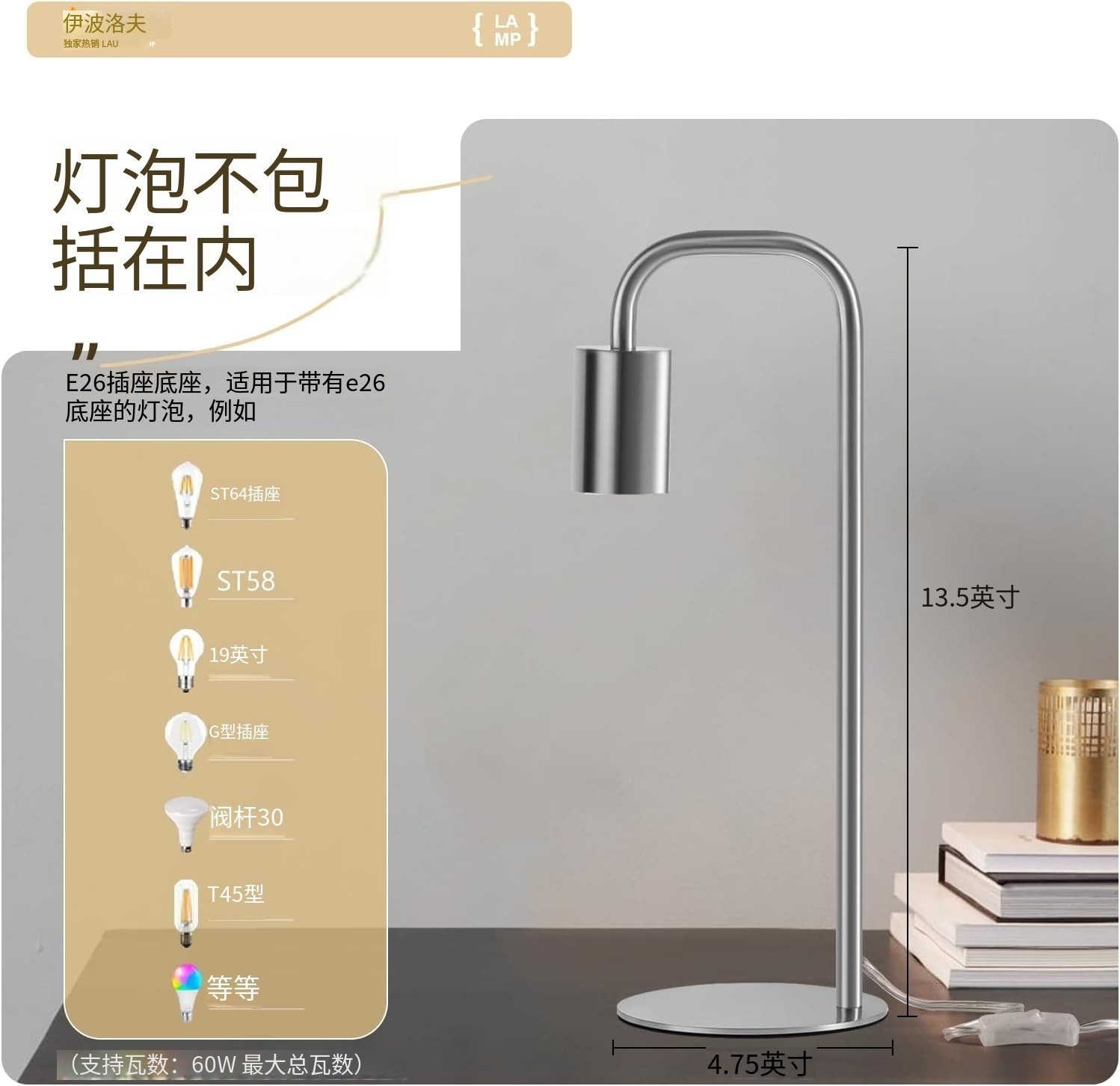 Amazon explotó Zhongshan lámparas retro estilo industrial nórdico moderno creativo lámpara de escritorio de hierro forjado dormitorio estudio