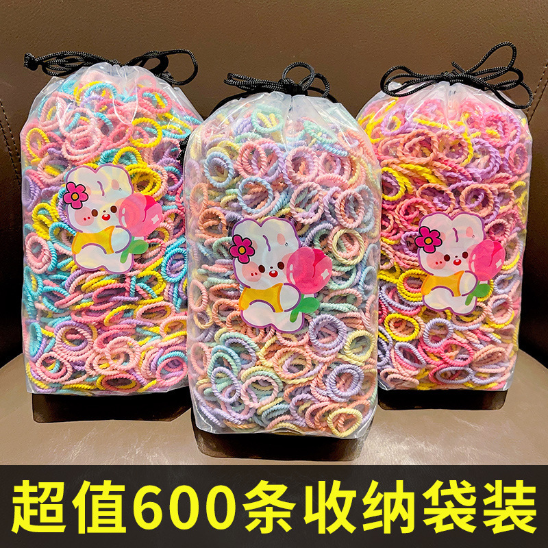 600 piezas de la banda de goma elástica para niños no lastiman el cabello del bebé lazo del pelo del pulgar banda de pelo niña cuerda de pelo