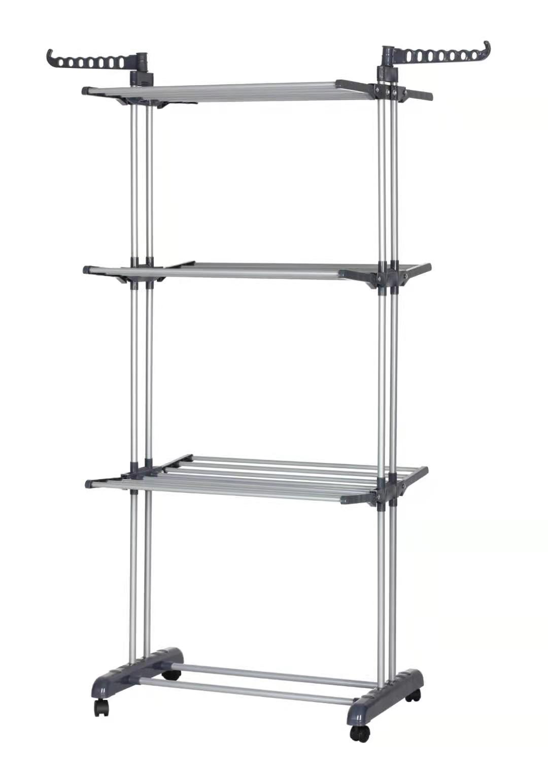 Jiayour de acero inoxidable percha de hierro tipo piso tendedero plegable percha de secado tipo ala ropa edredón tendedero