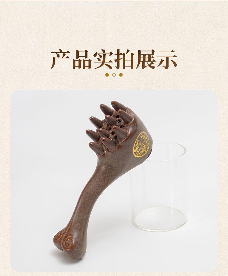 Ceramic Moxa Comb Head Massage Set with 54 Stone-Ground Moxa Cones for Baihui Point Scalp Care in use