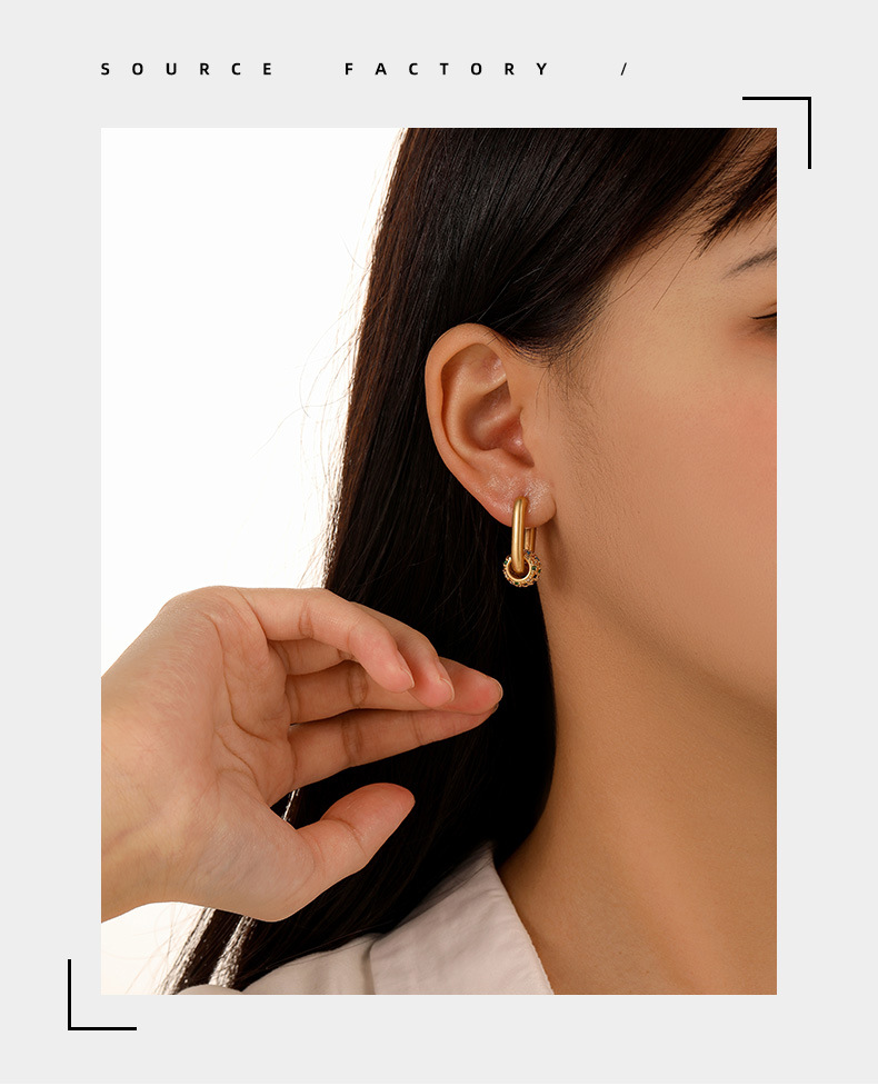 6g Weight Zircon Inlay Material Earrings Classification 1 Pair Quantity Daily Occasion Retro Geometric Copper Plating Zircon Earrings 1 Pair