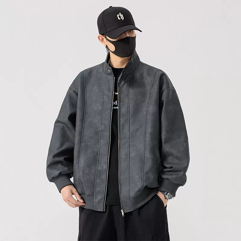 超大号特大码美式复古PU皮衣男士春秋季潮牌夹克外套机车服皮夹克