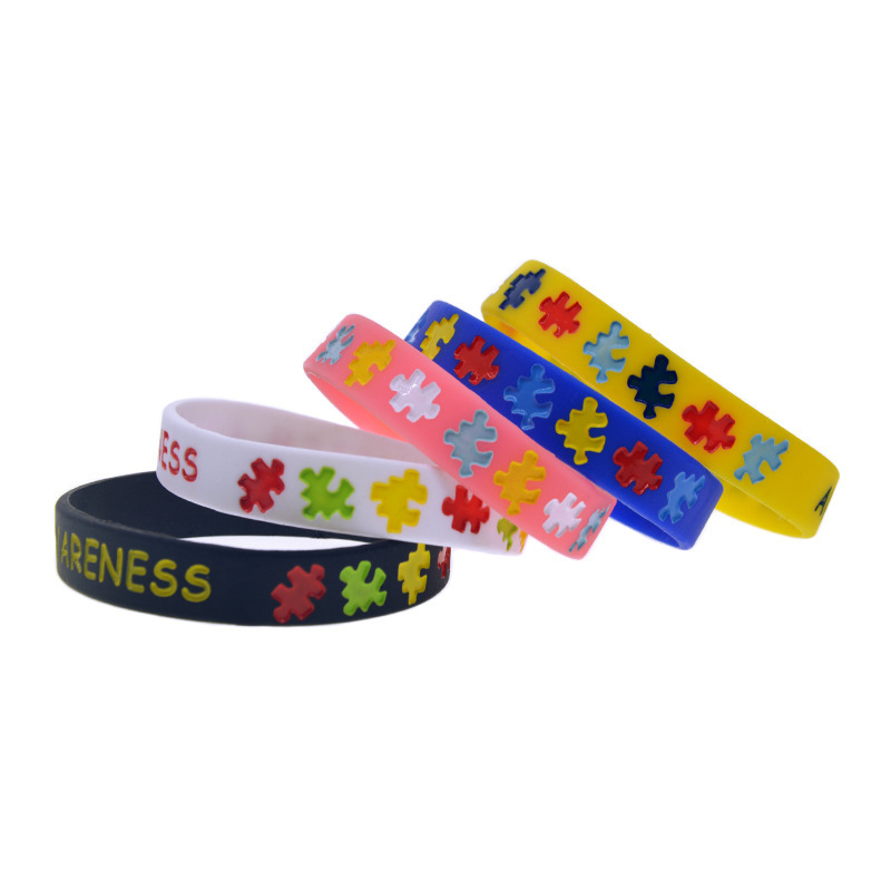 Autism Awareness silicone bracelet medical warning bracelet autistic puzzle men's and women's inspirational wristband