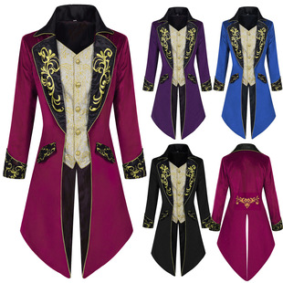 Halloween Men's Steampunk Medieval Jacket Gothic Victorian Frock Coat Uniform
