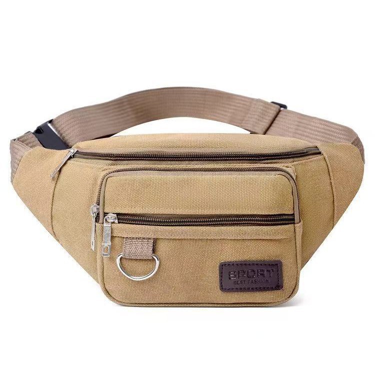 Canvas Waist Bag, Multifunctional Cycling Mobile Phone Bag, Men's Crossbody Bag, Lightweight Cross-Border Outdoor Men's Bag, Trendy Sports Chest Bag