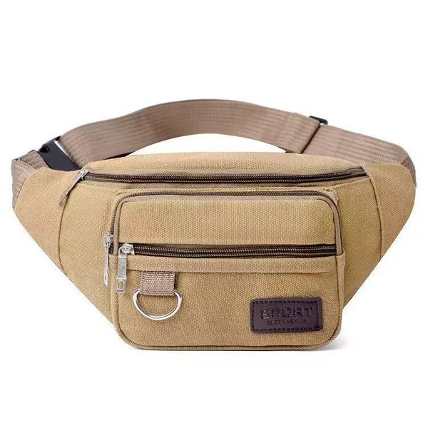 Canvas Waist Bag, Multifunctional Cycling Mobile Phone Bag, Men's Crossbody Bag, Lightweight Cross-Border Outdoor Men's Bag, Trendy Sports Chest Bag