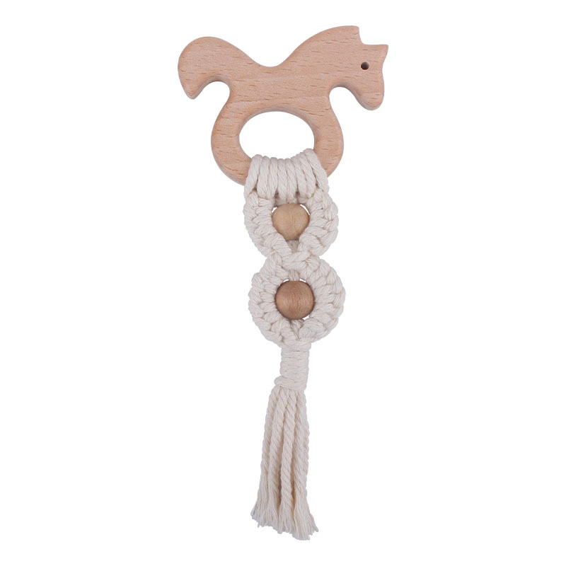 DIY bebé creativo haya animal teether tejida a mano cuerda de algodón juguete bebé teether palo