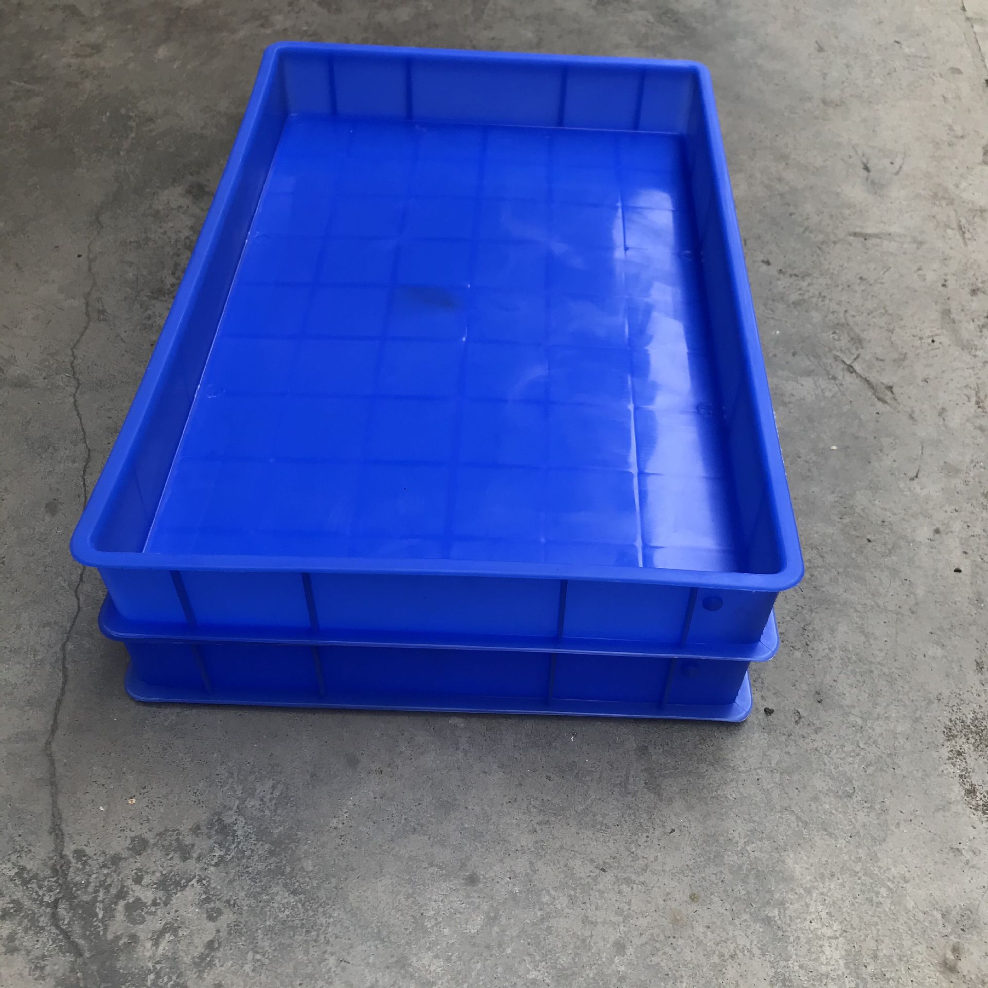 蓝色塑料方盘长方形加厚胶盘 工业物料浅盘超市包装周转零件方盘