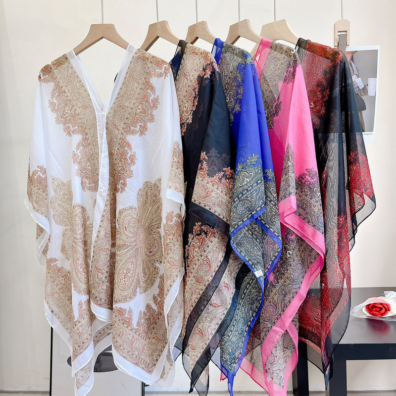 New Style Sun Protection Shawl for Women, Summer Chiffon Versatile Scarf, European and American Paisley Beach Silk Scarf, Wholesale from Manufacturer New Style Sun Protection Shawl for Women, Summer Chiffon Versatile Scarf, European and American Paisley Beach Silk Scarf, Wholesale from Manufacturer