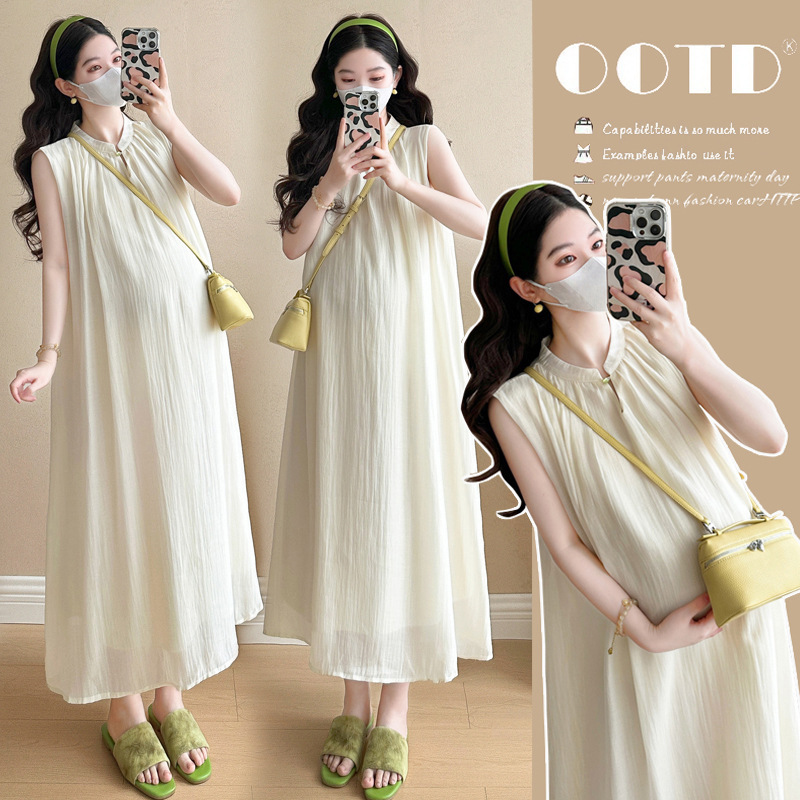 Maternity Wear 2026 Summer New Style New Chinese-Style Improved Cheongsam Elegant Slimming Vacation Style Chiffon Dress for Lunch Break Maternity Wear 2026 Summer New Style New Chinese-Style Improved Cheongsam Elegant Slimming Vacation Style Chiffon Dress for Lunch Break