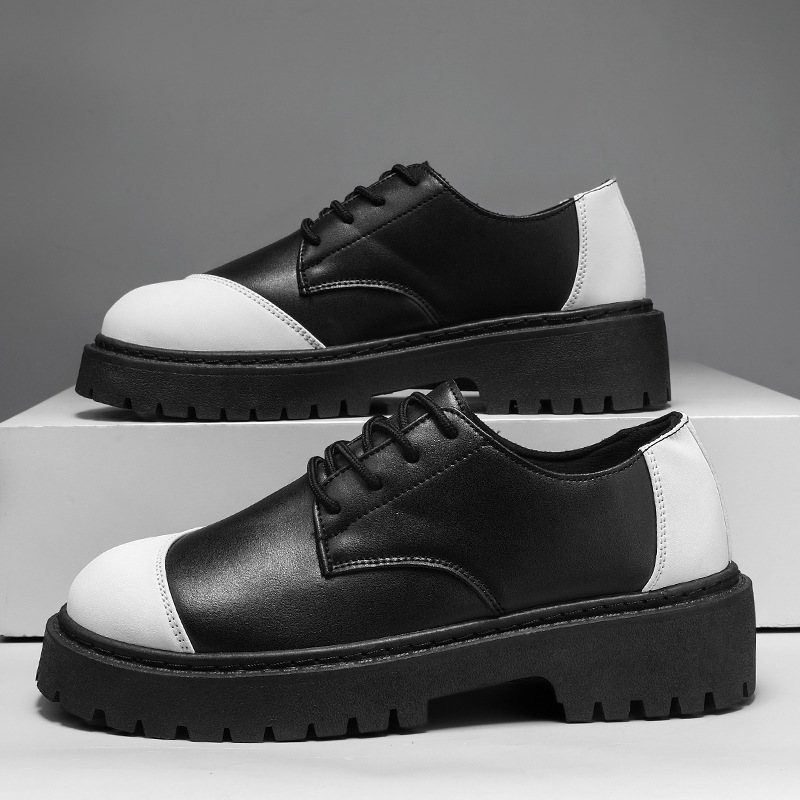 Nuevos zapatos de cuero casuales para hombres, zapatos de estilo retrógrado de alta altura, botas de Martin, zapatos al aire libre con suela gruesa.