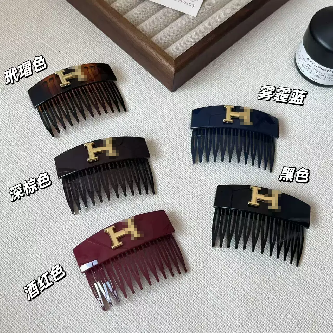 新款蓬松刘海插梳盘发发梳气质边夹百搭发卡醋酸便携简约防滑发饰