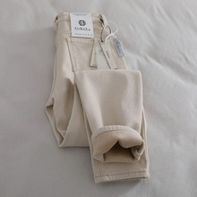 加绒加厚新款哈伦牛仔裤女2024年秋冬季高腰显瘦百搭老爹宽松九分