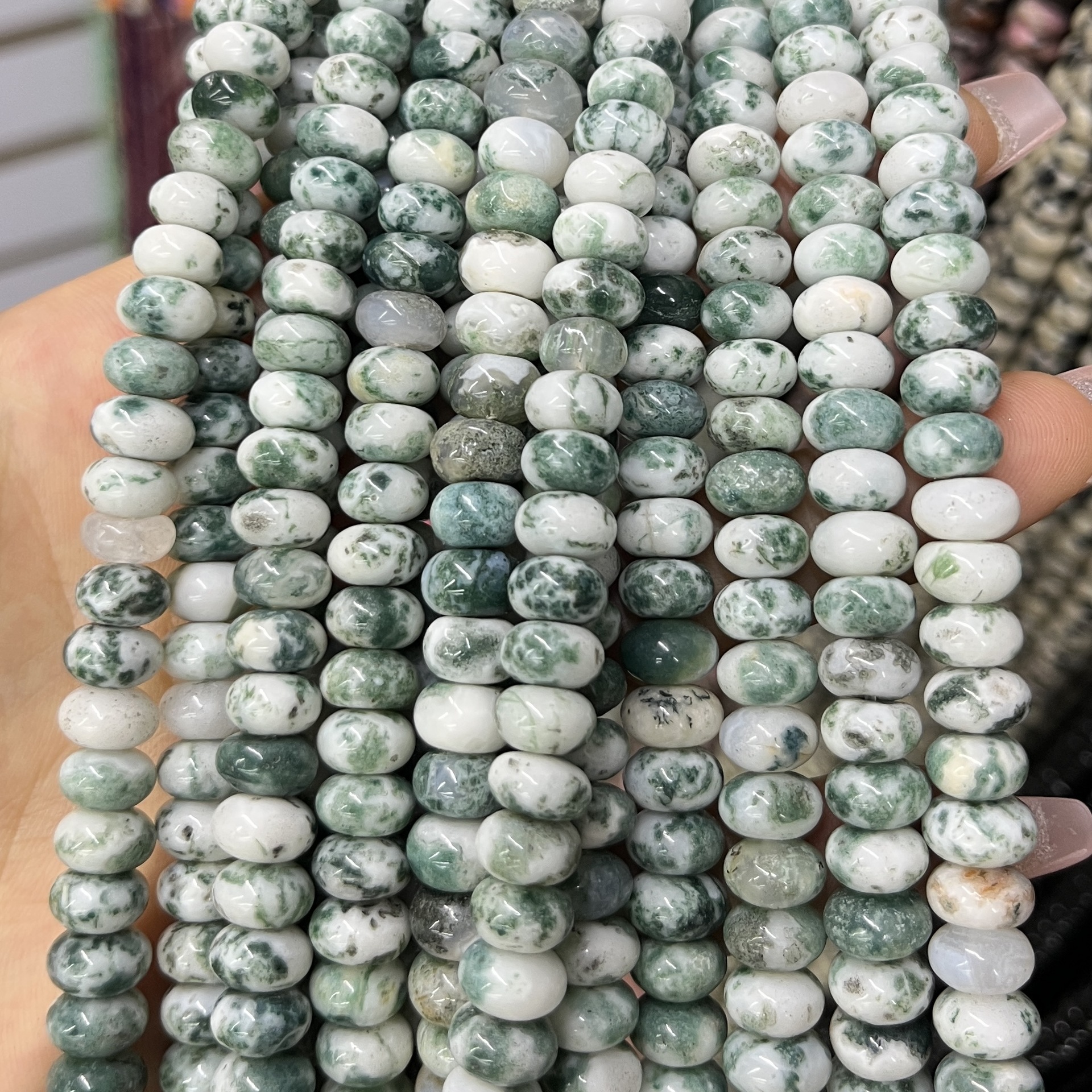 Piedra natural 5 * 8 Abaco Piedra Shoushan DIY accesorios de joyería collar de cuentas separadoras cuentas de posicionamiento cuentas al por mayor