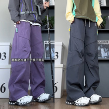 秋冬季加绒防水冲锋裤男款潮牌户外宽松百搭工装休闲裤子