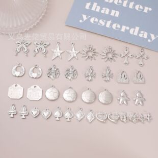 White k alloy pendant wholesale diy handmade material earrings necklace keychain phone case jewelry accessories