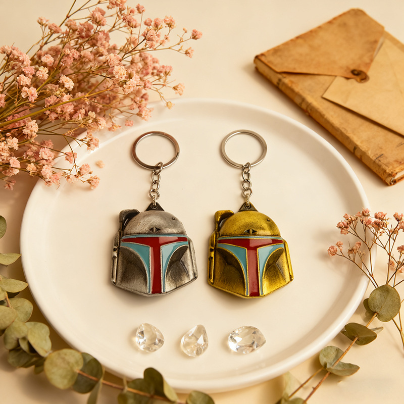 Star Wars bobbaffet casco llavero de aleación bolsos de automóviles llavero colgante
