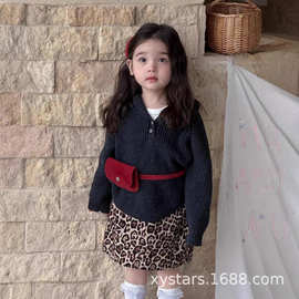 2025新款秋冬儿童小腰包 复古皮带装饰洋气套装配饰 童装穿搭腰链