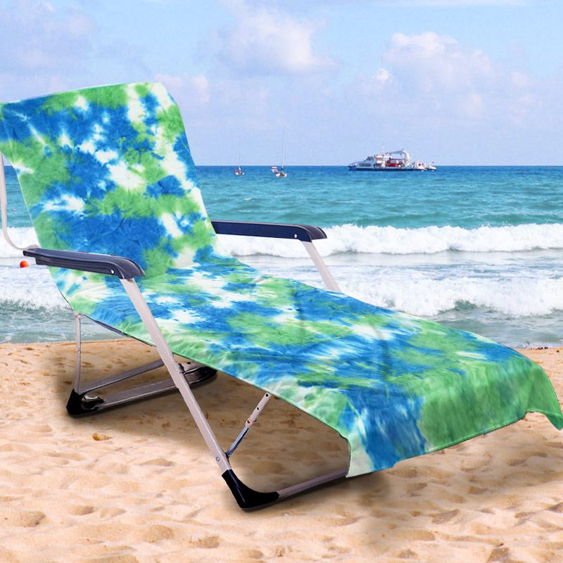 Suministro transfronterizo Amazon Seaside microfibra funda de silla de playa silla reclinable toalla de playa con bolsillo lateral