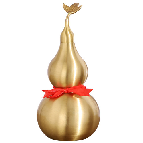 Copper gourd wholesale brass gourd ornaments open leaf gourd metal crafts home ornaments Bagua gourd